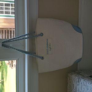 Dolce & Gabbana Light Blue straw and cotton tote